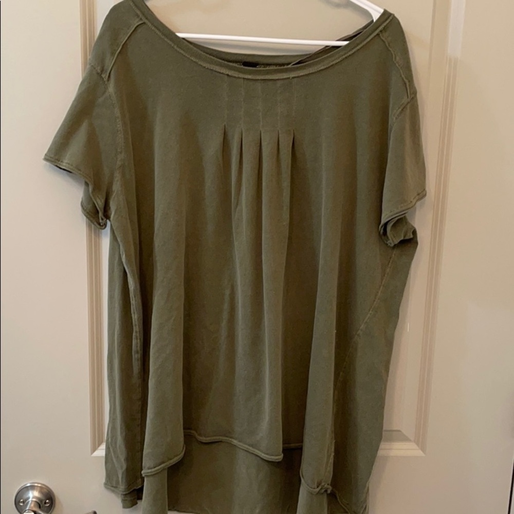 Free People Army Green Flowy Short Sleeve